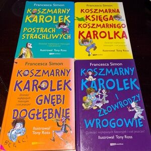 Set Of Four (4) Polish Books Ksiazka Kids Koszmarny By Francesca Simon Polski